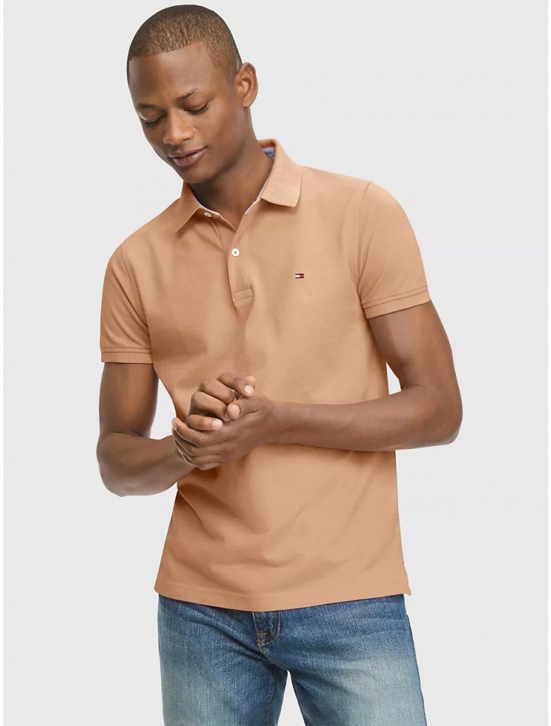 Tommy Hilfiger Slim Fit Tommy Polo Polos Basket Brown | 5897-DIMYO