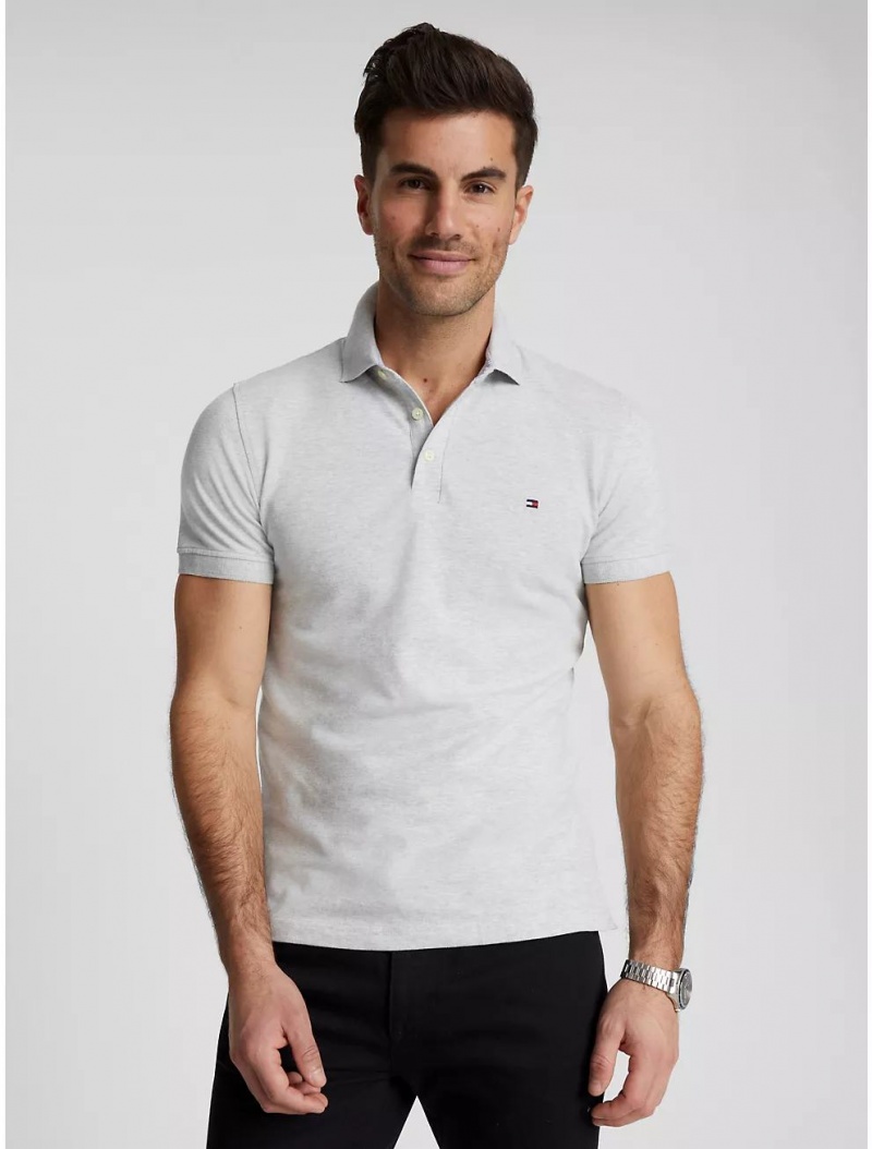 Tommy Hilfiger Slim Fit Tommy Polo Polos Light Grey Heather | 5123-XNPJH