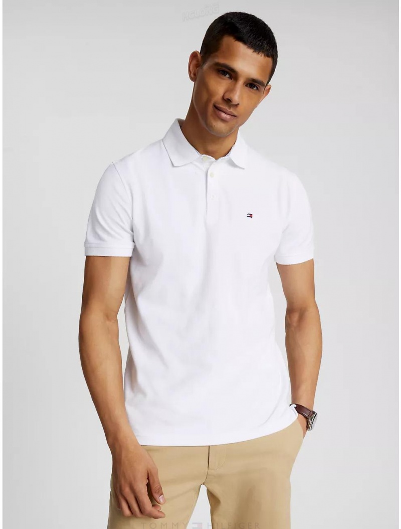 Tommy Hilfiger Slim Fit Tommy Polo Polos Fresh White | 5742-GTJRV