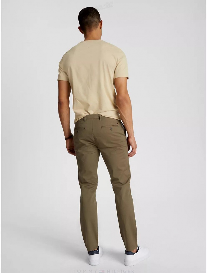 Tommy Hilfiger Slim Fit Twill Flex Chino Pants Faded Military | 5647-NZIHC