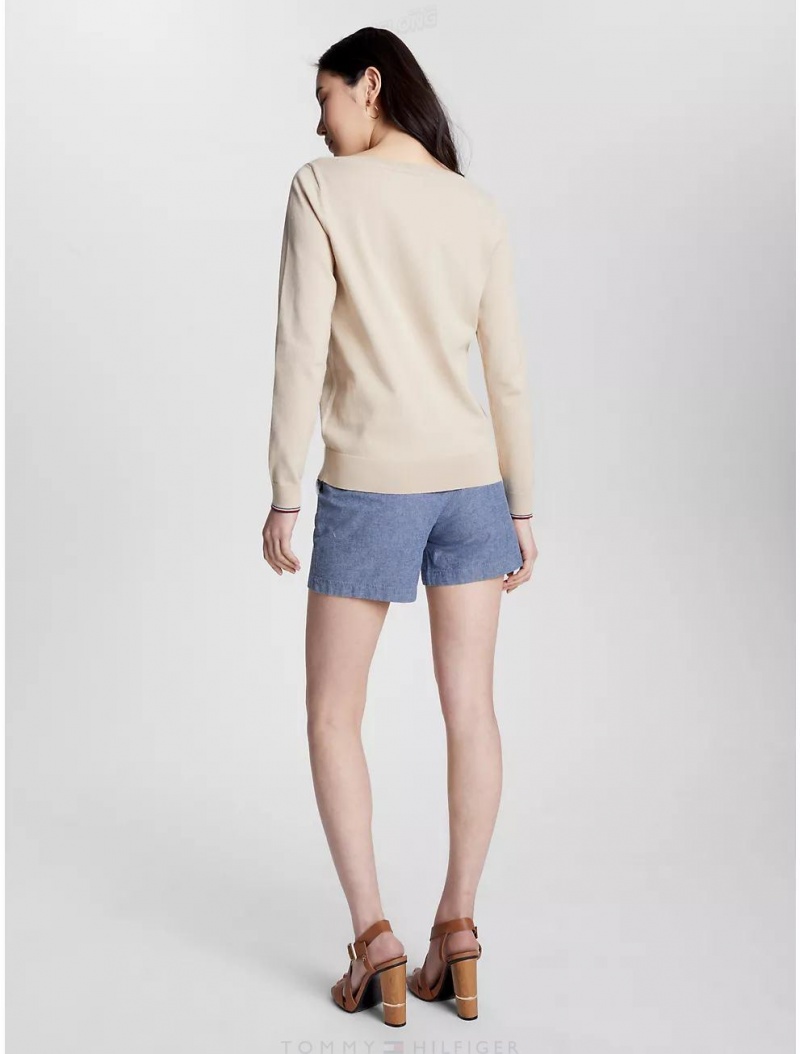 Tommy Hilfiger Solid Boatneck Sweater Sweaters Wild Honey | 9058-FHTYK