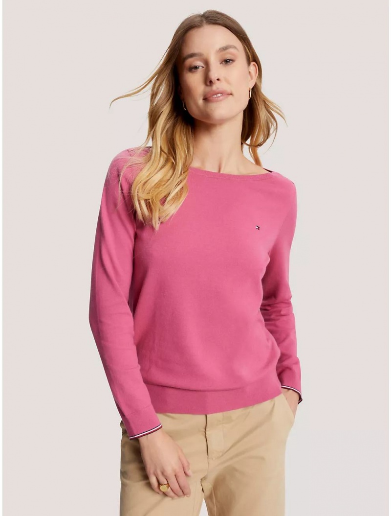 Tommy Hilfiger Solid Boatneck Sweater Sweaters Florida Coral | 6784-XKORZ