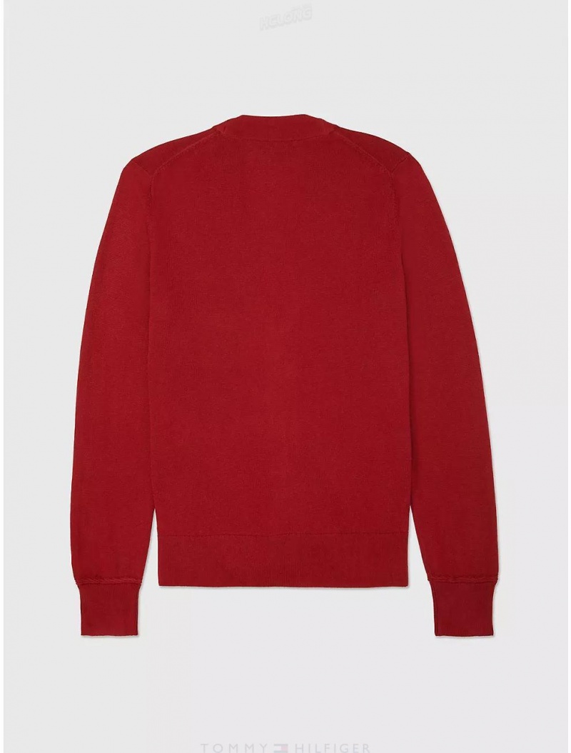 Tommy Hilfiger Solid Cardigan Tops Regatta Red | 9860-XUDGY