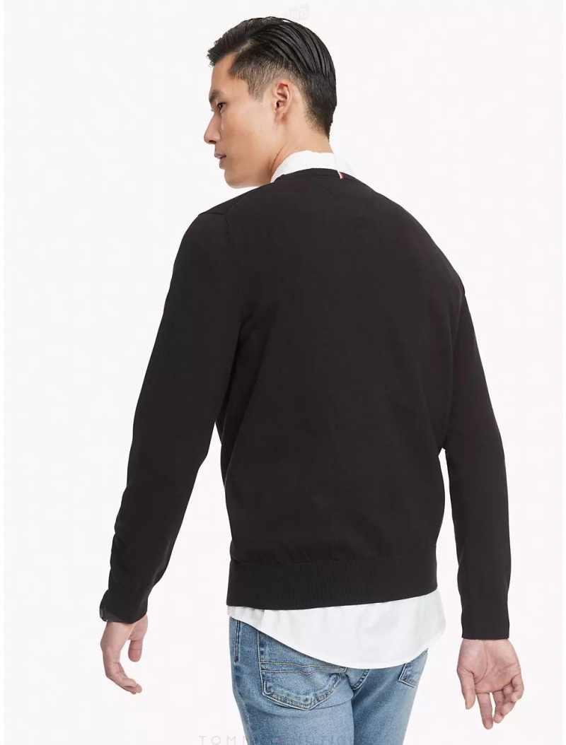 Tommy Hilfiger Solid Crewneck Sweater Sweaters Th Deep Black | 1794-UIDON