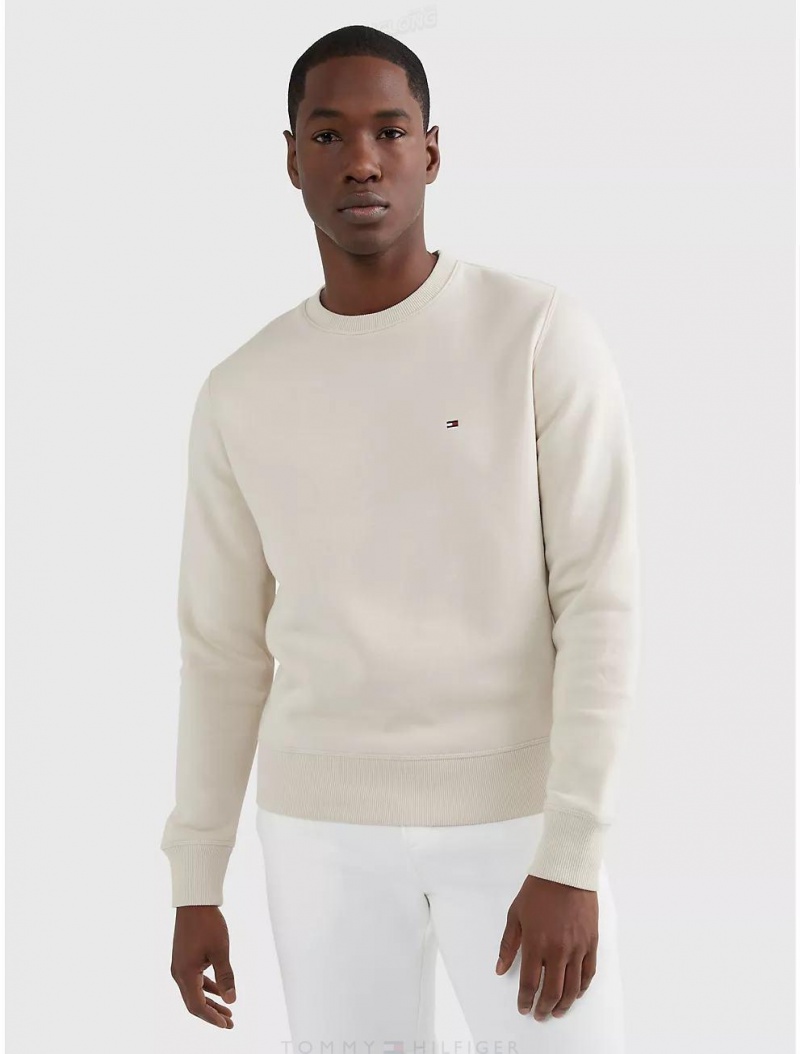 Tommy Hilfiger Solid Crewneck Sweatshirt Tops Mudstone | 0567-RIOSM