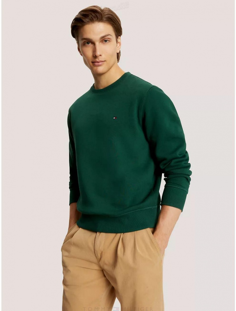 Tommy Hilfiger Solid Crewneck Sweatshirt Hoodies & Sweatshirts Hunter | 8063-TSPZF