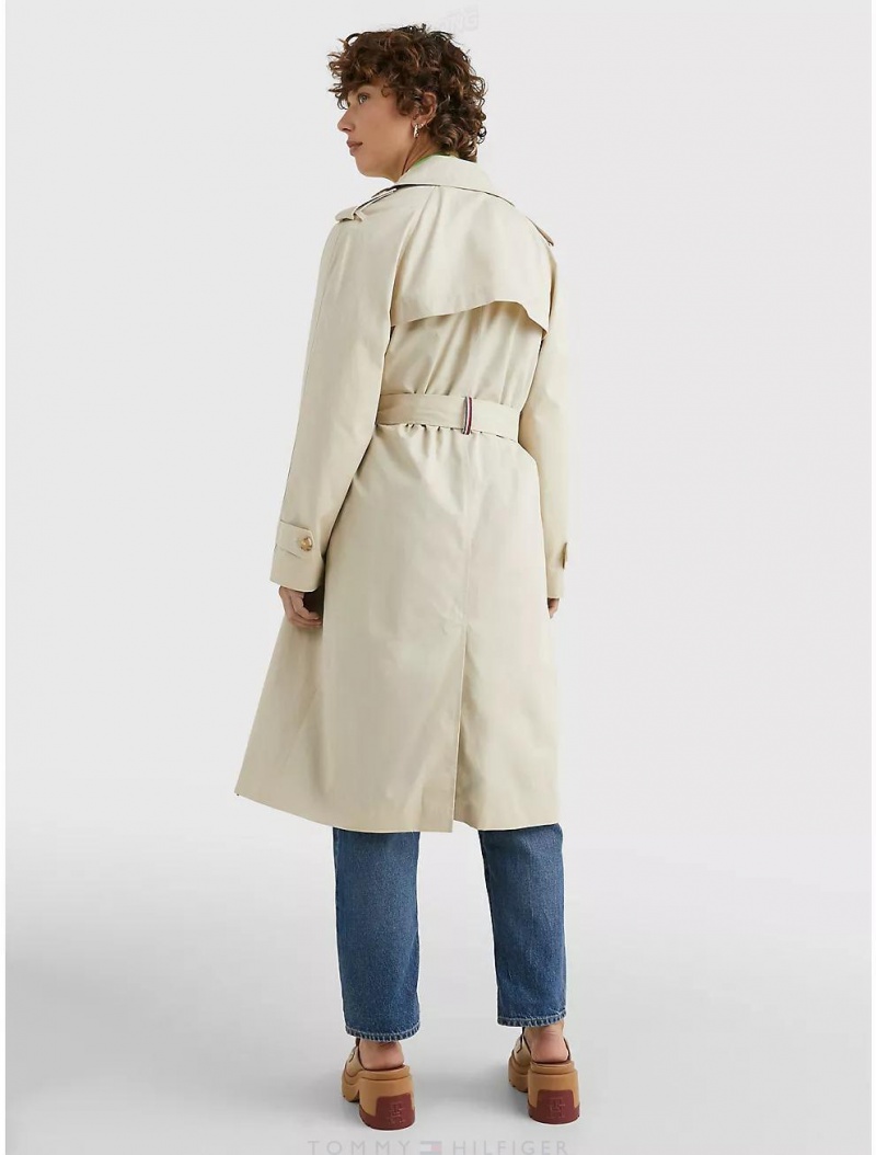 Tommy Hilfiger Solid Double-Breasted Trench Coat Jackets Light Sandalwood | 7635-BRSUA