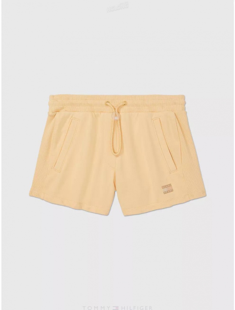 Tommy Hilfiger Solid Knit Short Bottoms Cheerful Yellow | 8345-GFAUQ