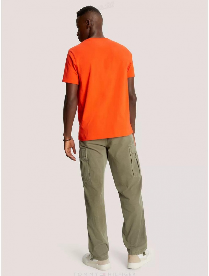 Tommy Hilfiger Solid Pocket T-Shirt T-Shirts Acid Orange | 8067-UDMPS