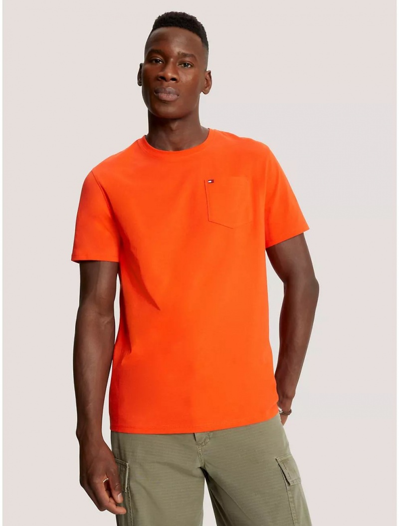 Tommy Hilfiger Solid Pocket T-Shirt T-Shirts Acid Orange | 8067-UDMPS