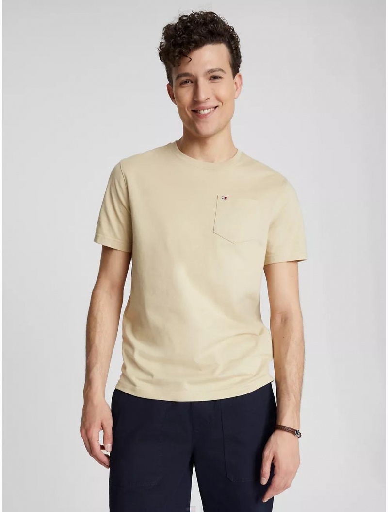 Tommy Hilfiger Solid Pocket T-Shirt T-Shirts Desert Khaki | 6712-EIPVC