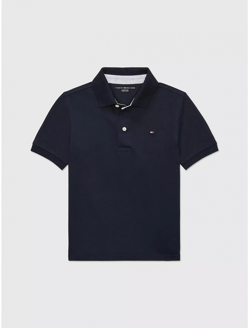 Tommy Hilfiger Solid Stretch Polo Tops Desert Sky | 8657-CKIDV