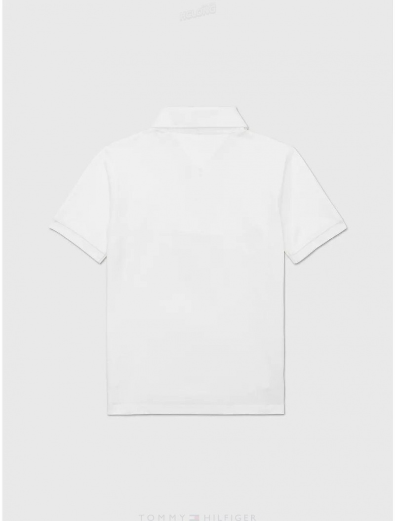 Tommy Hilfiger Solid Stretch Polo Tops Fresh White | 3125-GWZRJ