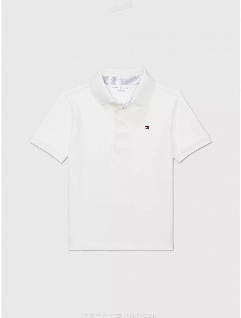 Tommy Hilfiger Solid Stretch Polo Tops Fresh White | 3125-GWZRJ