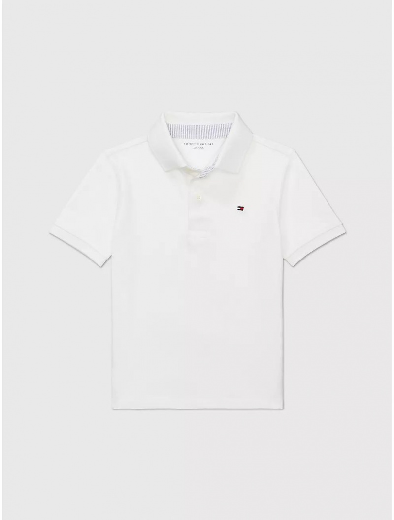 Tommy Hilfiger Solid Stretch Polo Tops Fresh White | 3125-GWZRJ