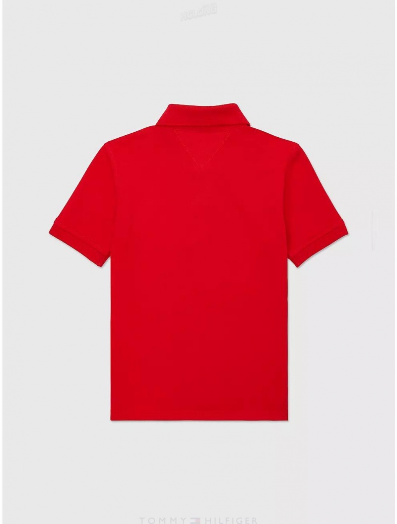 Tommy Hilfiger Solid Stretch Polo Tops Primary Red | 1704-RCJNS