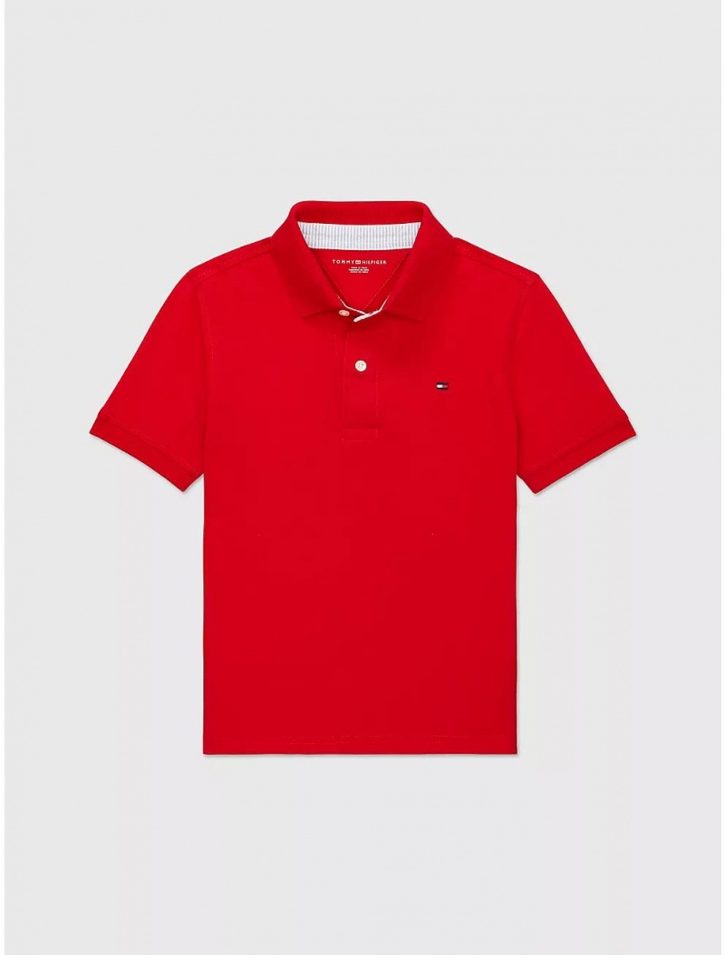 Tommy Hilfiger Solid Stretch Polo Tops Primary Red | 1704-RCJNS