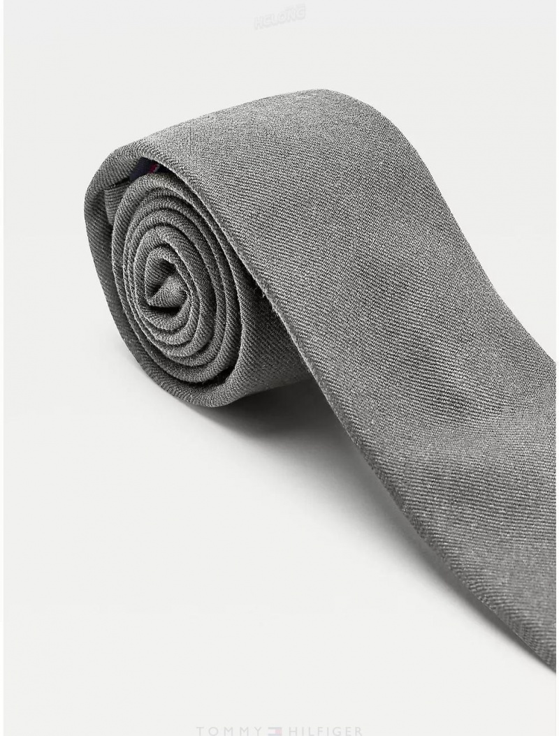 Tommy Hilfiger Solid Wool Tie Ties Light Grey Heather | 3814-ZBRIH