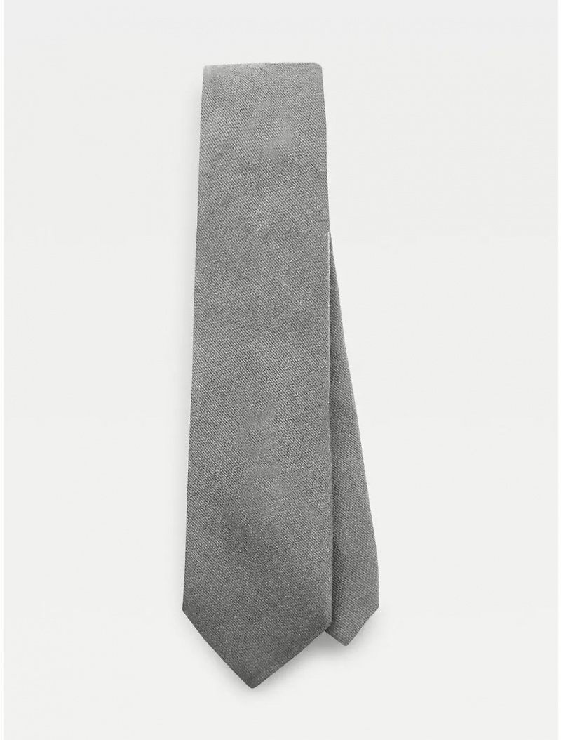 Tommy Hilfiger Solid Wool Tie Ties Light Grey Heather | 3814-ZBRIH