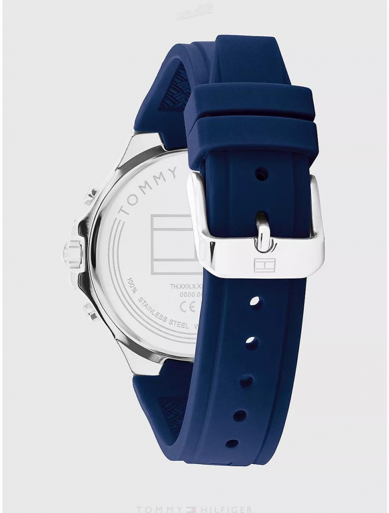 Tommy Hilfiger Sport Watch with Navy Silicone Strap Watches Blue | 8503-TLWPM