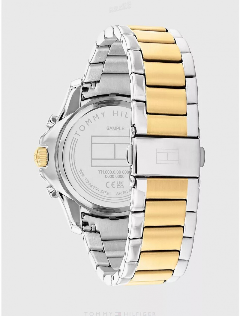 Tommy Hilfiger Sport Watch with Two-Tone Bracelet Watches Silver White | 5713-BLRTX