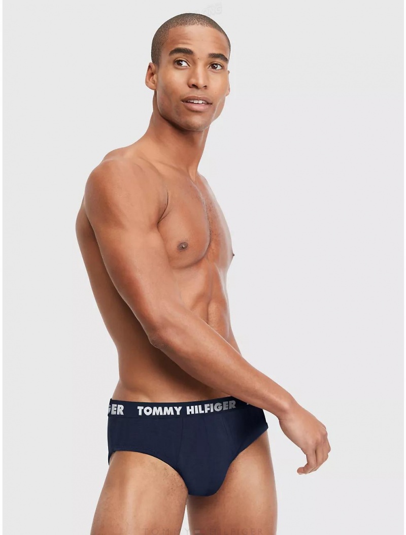 Tommy Hilfiger Statement Flex Brief 3-Pack Underwear Dark Navy | 3910-SAVGT