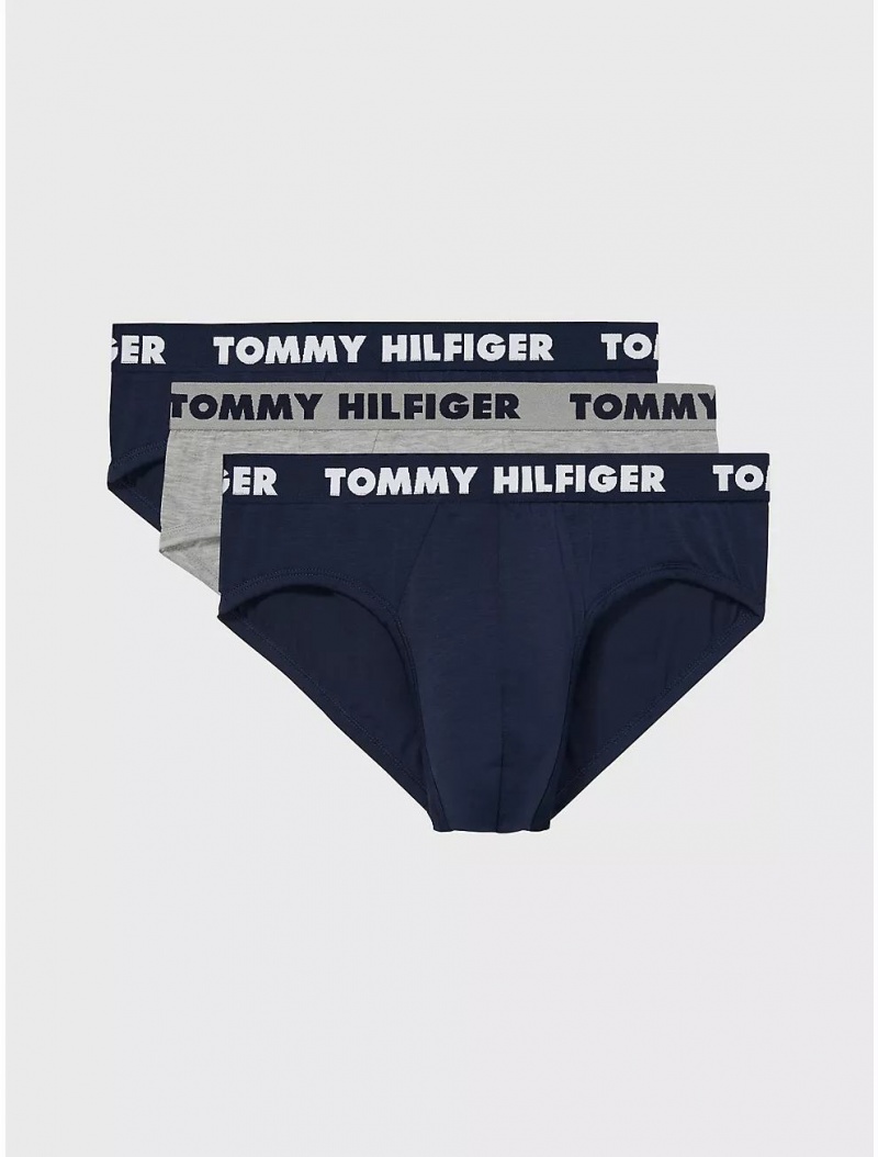 Tommy Hilfiger Statement Flex Brief 3-Pack Underwear Dark Navy | 3910-SAVGT