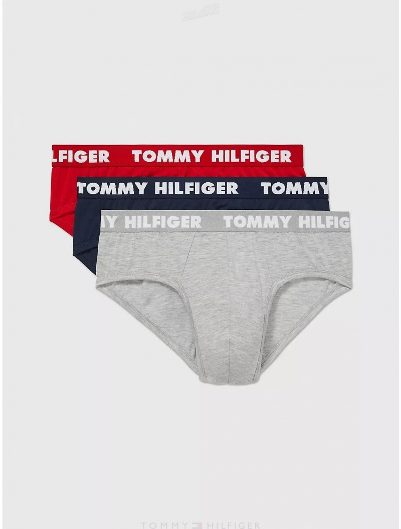 Tommy Hilfiger Statement Flex Brief 3-Pack Underwear Mahogany | 0214-LRBIC