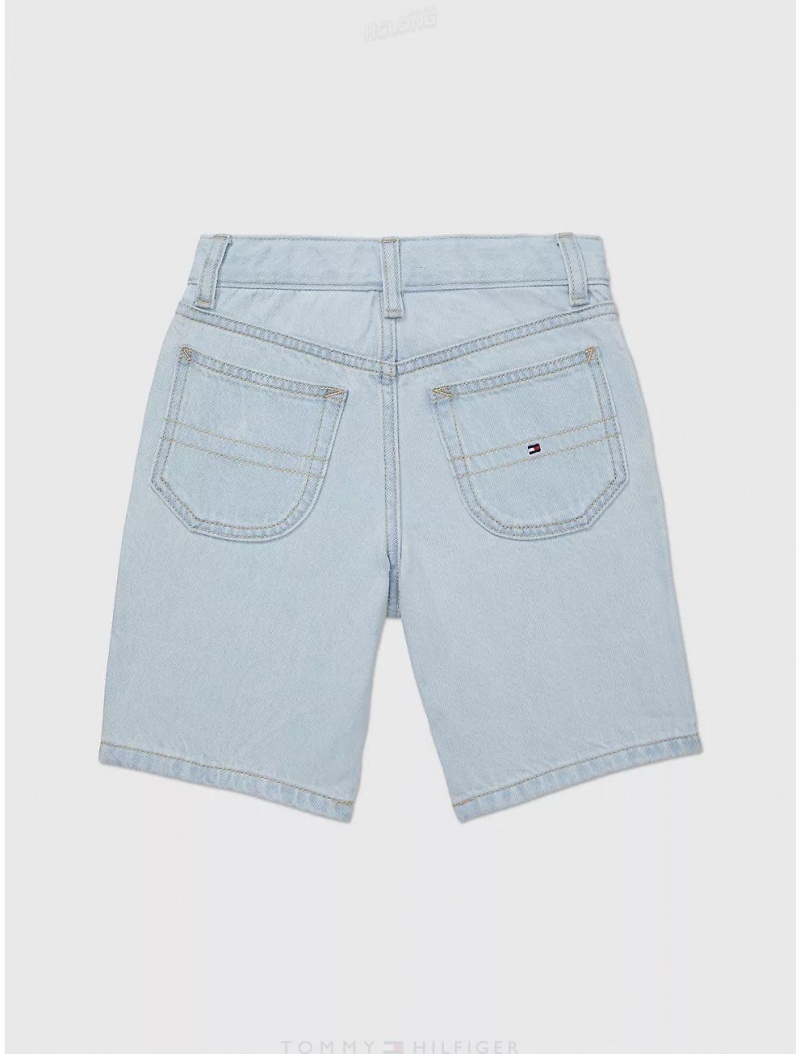 Tommy Hilfiger Straight Fit Denim Shorts Bottoms Bleach Wash | 1367-VRELS