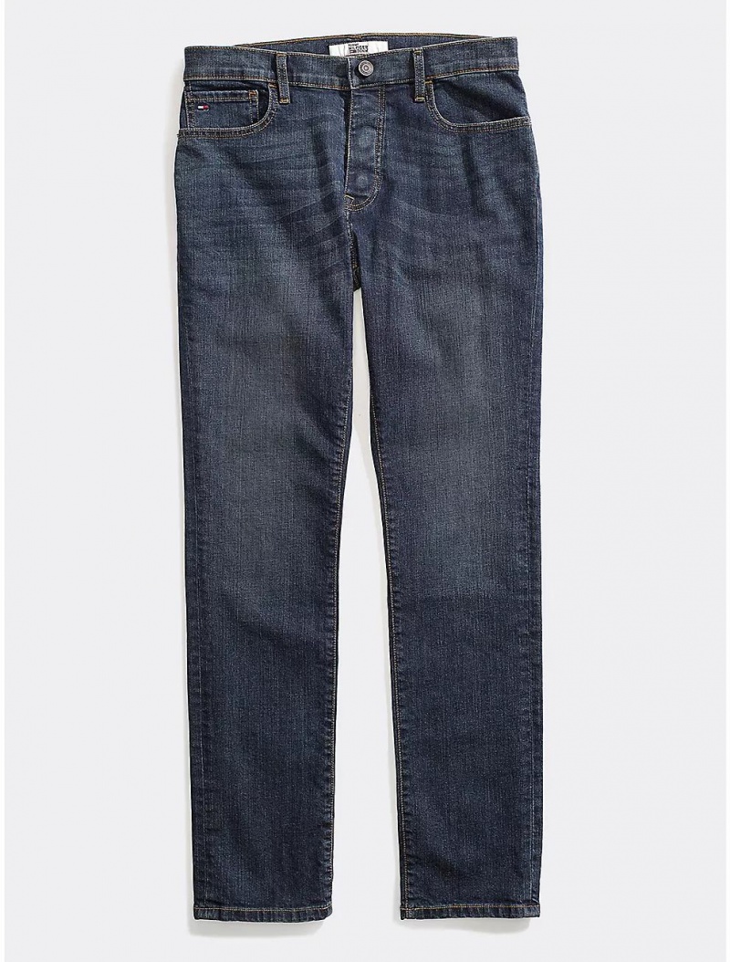 Tommy Hilfiger Straight Fit Jean Bottoms Dark Wash | 1386-VAJQY