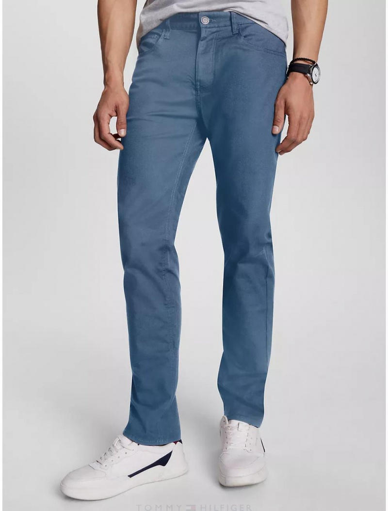 Tommy Hilfiger Straight Fit Twill Chino Pants & Shorts Refresh Blue | 5798-DLFWH