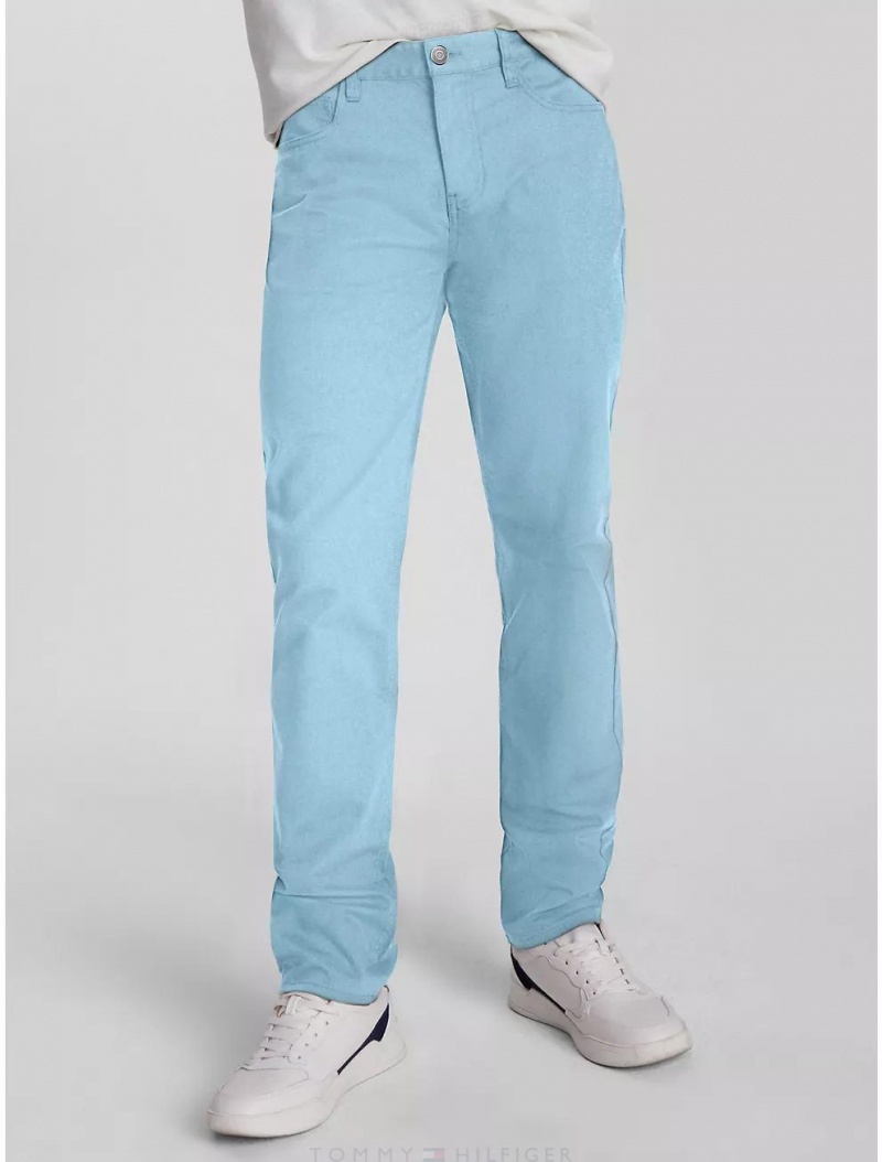 Tommy Hilfiger Straight Fit Twill Chino Pants & Shorts Columbia Blue | 2037-ACPLK