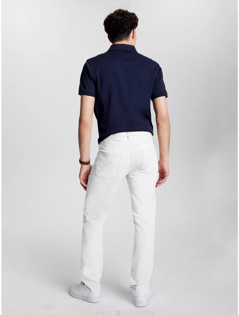 Tommy Hilfiger Straight Fit Twill Chino Pants & Shorts Feather White | 0396-UWOIL