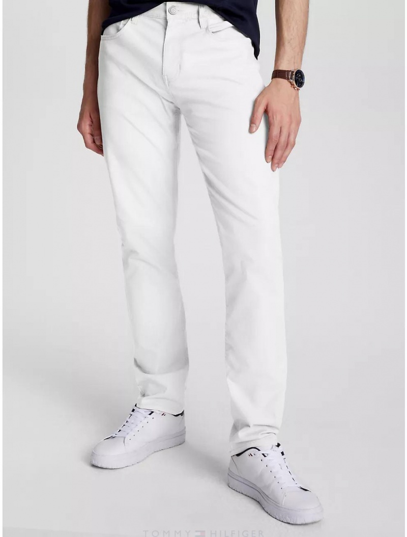 Tommy Hilfiger Straight Fit Twill Chino Pants & Shorts Feather White | 0396-UWOIL