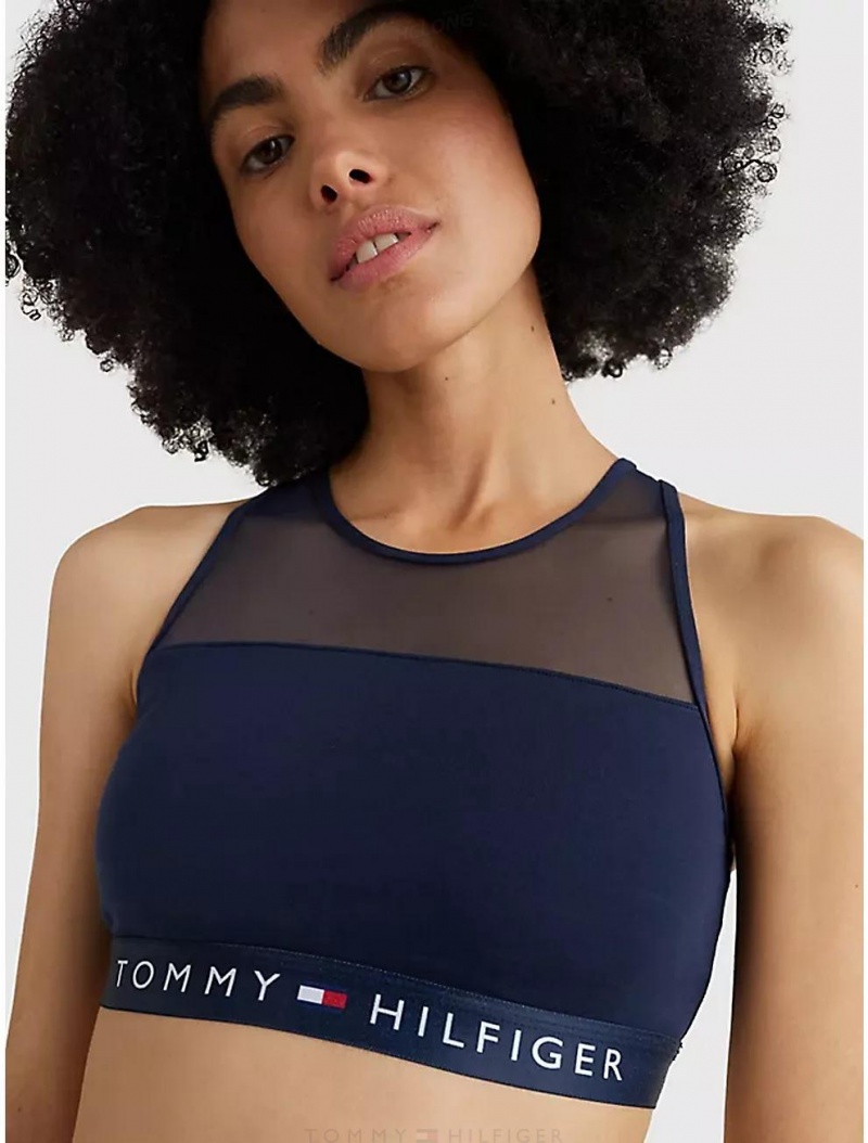 Tommy Hilfiger Stretch Cotton Bralette Bras Navy Blazer | 7064-TKPCR