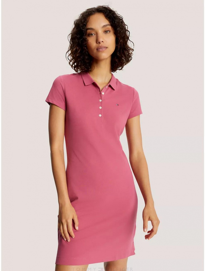 Tommy Hilfiger Stretch Cotton Polo Dress Dresses & Skirts Florida Coral | 5492-AKGQH