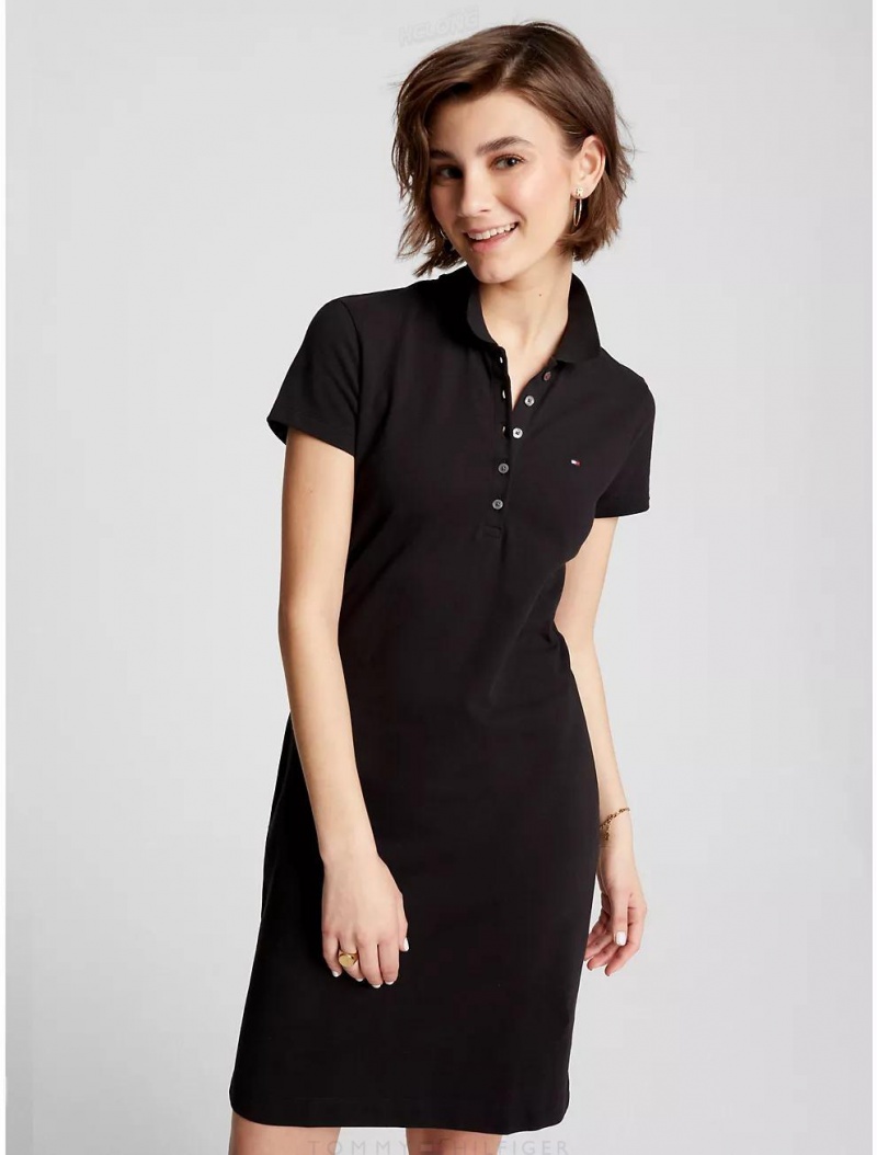 Tommy Hilfiger Stretch Cotton Polo Dress Dresses & Skirts Dark Sable | 0275-BRHJA