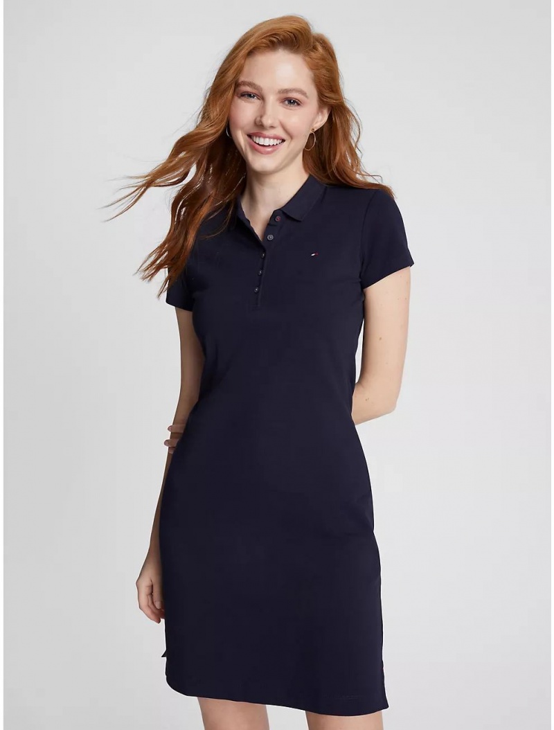 Tommy Hilfiger Stretch Cotton Polo Dress Dresses & Skirts Desert Sky | 3462-NGYLH