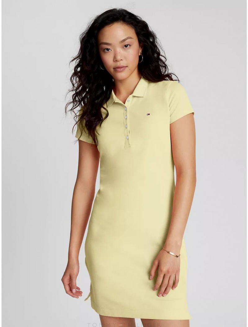 Tommy Hilfiger Stretch Cotton Polo Dress Dresses & Skirts Yellow Blossom | 5601-MPKAJ