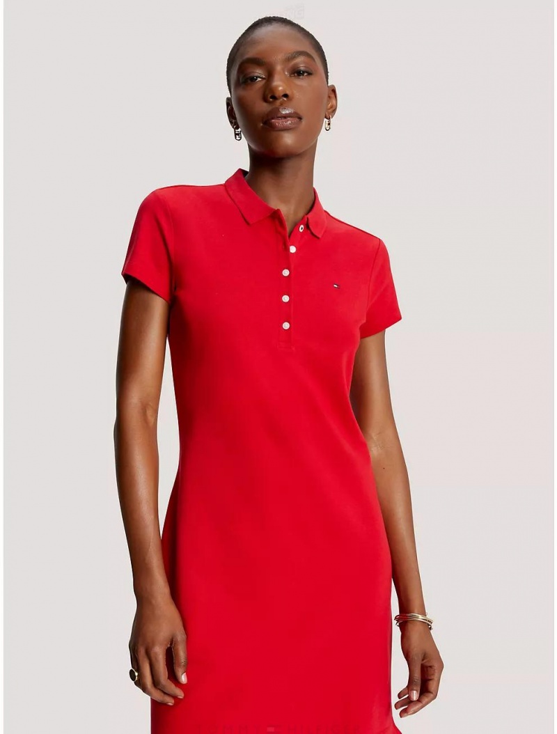 Tommy Hilfiger Stretch Cotton Polo Dress Dresses & Skirts Primary Red | 8237-LQODP