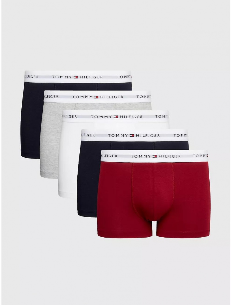 Tommy Hilfiger Stretch Cotton Trunk 5-Pack Underwear Navy/White/Grey/Rouge/Navy | 2507-JUYWR