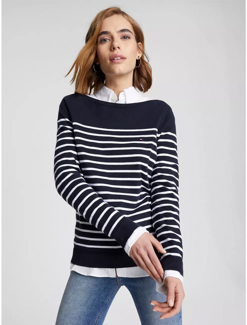 Tommy Hilfiger Stripe Boatneck Sweater Tommy Essentials Desert Sky Multi | 7394-XPWCH