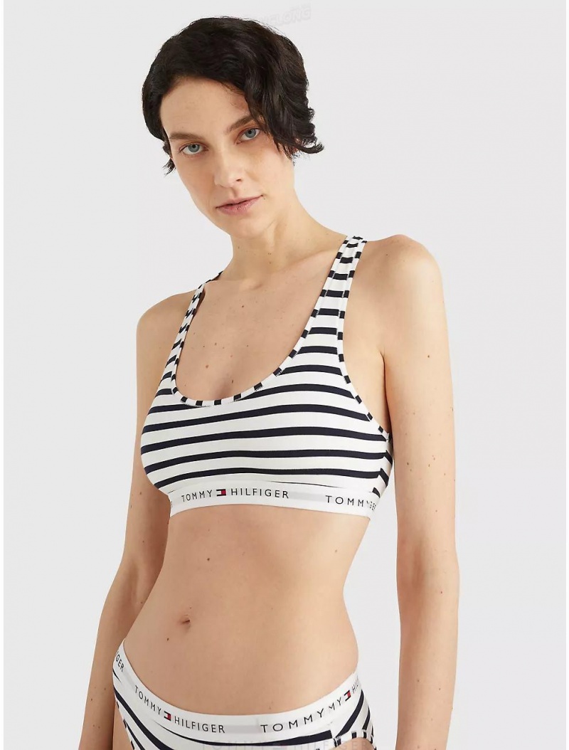 Tommy Hilfiger Stripe Bralette Bras White / Navy Stripe | 7521-XNZIJ