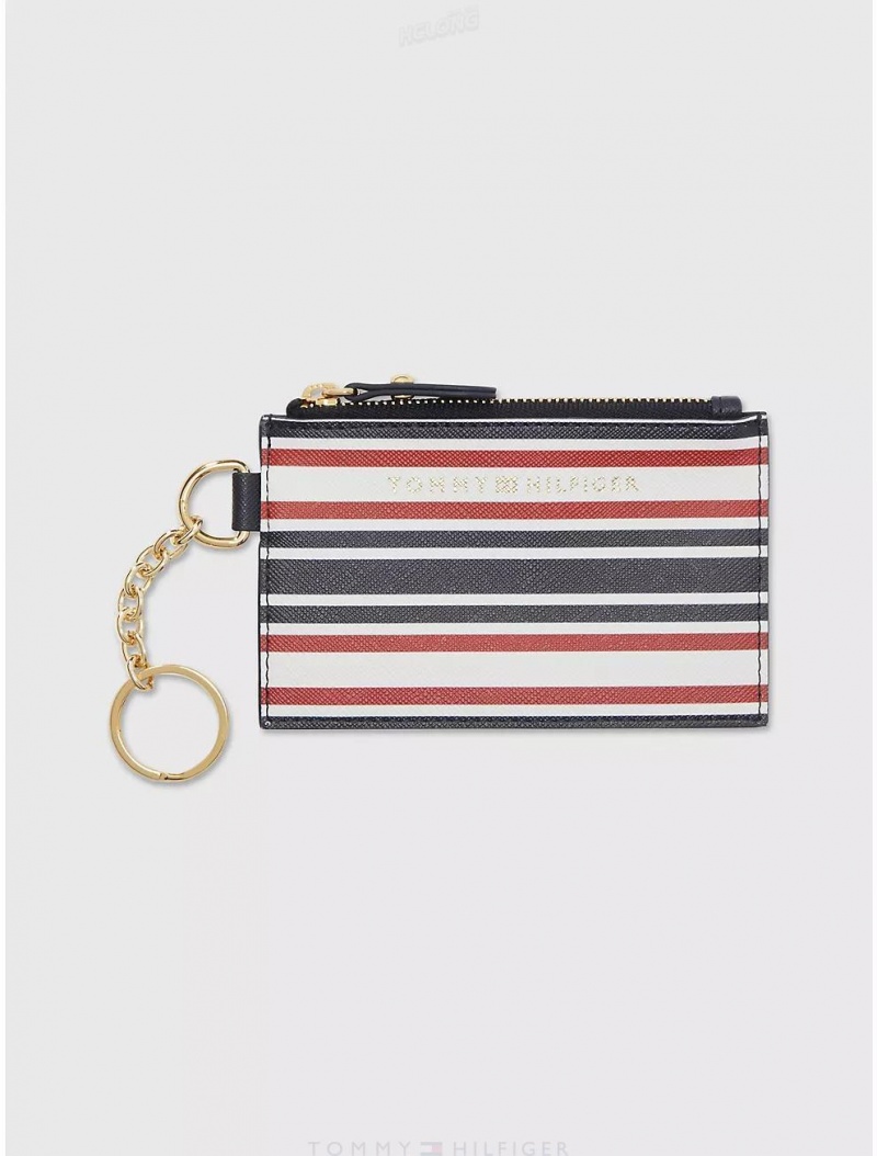 Tommy Hilfiger Stripe Coin Purse Wallets Navy/Red/White | 6387-FUKPG