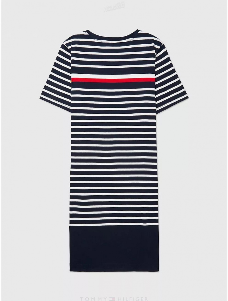 Tommy Hilfiger Stripe Crewneck Dress Dresses & Skirts Desert Sky Multi | 6270-AVEBU