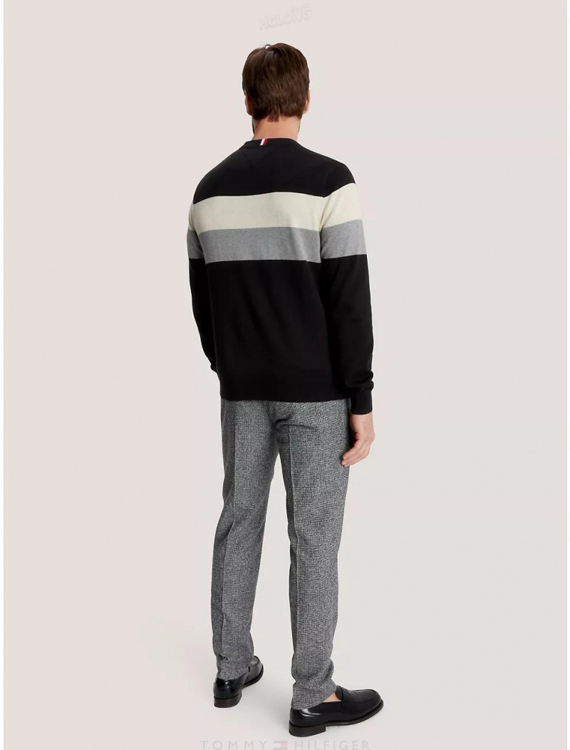 Tommy Hilfiger Stripe Crewneck Sweater Sweaters Dark Sable | 3567-RAHLE