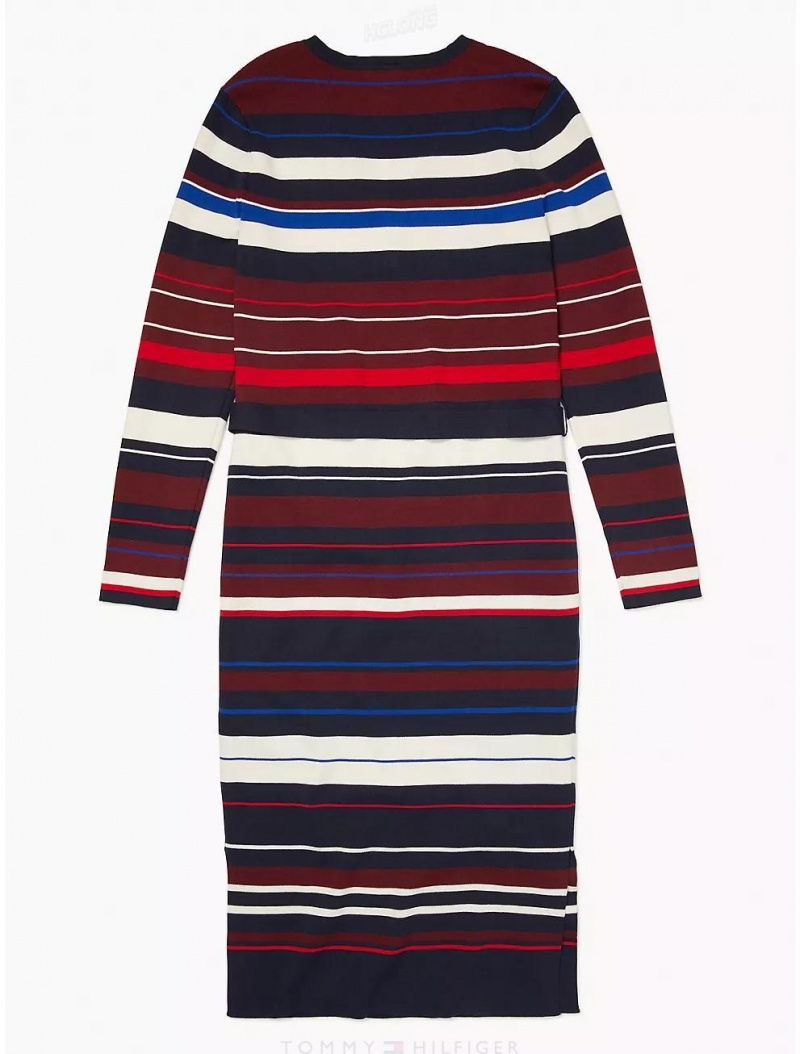 Tommy Hilfiger Stripe Henley Dress Dresses & Skirts Masters Navy MULTI | 7406-EFGYI