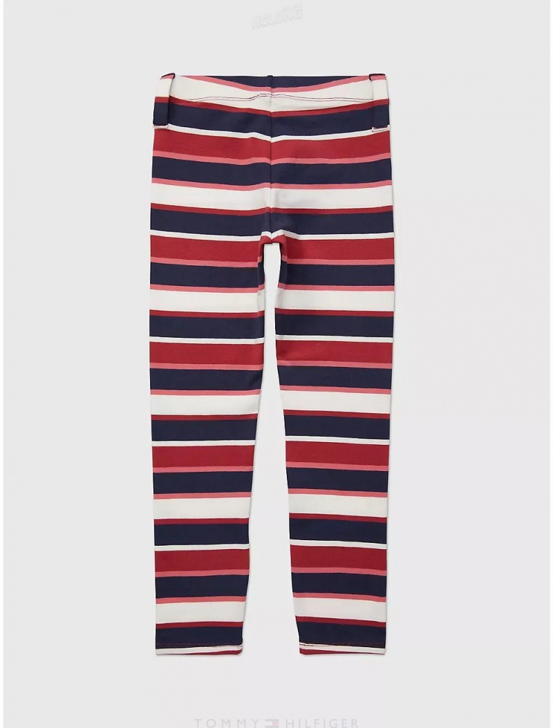 Tommy Hilfiger Stripe Legging Bottoms Deep Sea Rose Multi | 8216-XJLRW