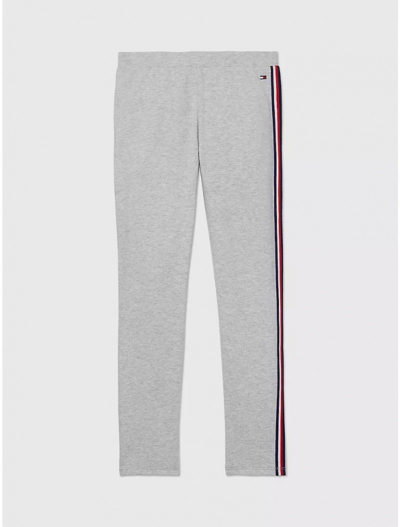 Tommy Hilfiger Stripe Legging Bottoms Mid Grey Heather | 7301-YSVEQ