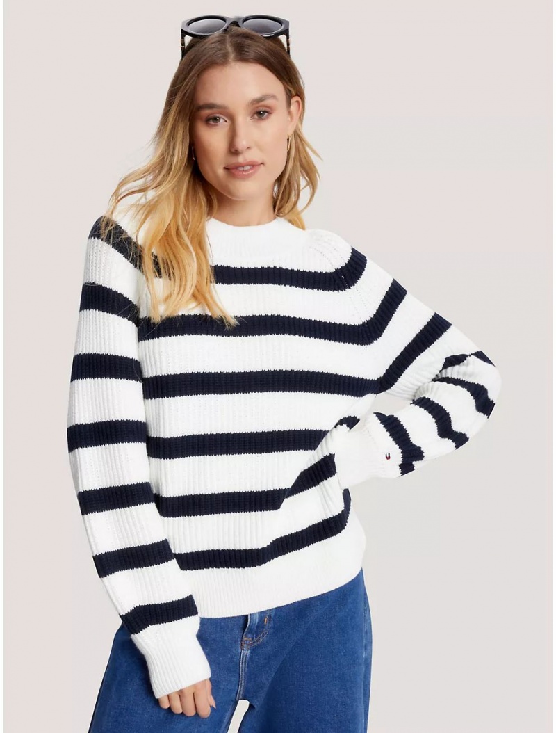 Tommy Hilfiger Stripe Mockneck Sweater Sweaters Milky Way Multi | 5679-KWXTV